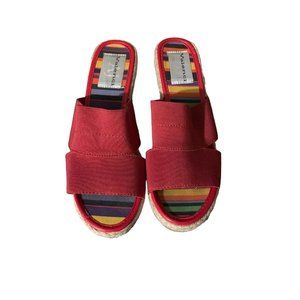 AJ Valenci Womens 8.5 M Espadrille Wedge Heels Sandals Red Slip On Open Toe